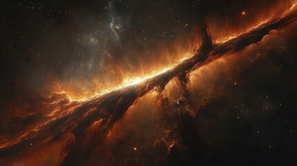 Wall Mural - Fiery Nebula in Deep Space