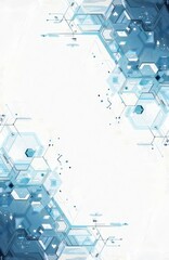 Poster - Abstract tech design with hexagons. Futuristic pattern. Clean lines. Blue tones. Modern tech. Innovation concept. Modern graphic. Digital art. Network structure. Geometric shapes.