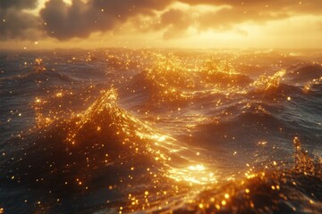 Wall Mural - Golden Hour Ocean Waves