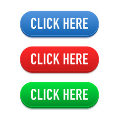 Poster - Click here arrow button by clicking icon. Click here vector web button. Click here for UI button concept. Vector illustration