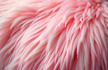 Poster - Closeup view of soft pink fur texture. Fluffy, detailed pattern. Abstract design. Material looks like fabric textile. Suggests luxury, beauty. Copy space available. Ideal for fashion interior design
