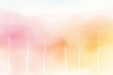 Aufkleber - Gentle pastel gradient landscape shows silhouettes of trees against soft muted colors. Subtle gradient hues create serene, calming scene. Simple, elegant composition. Soft colors. Natural, organic