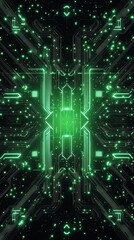 Poster - Abstract Green Circuit Board Digital Network Design