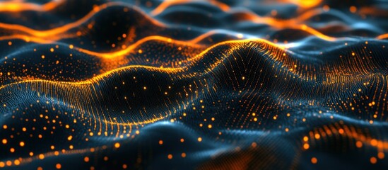 Wall Mural - abstract wave of glowing particles.