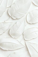 Aufkleber - Elegant white embossed clay texture pattern featuring banana leaves. Intricate design evokes natural beauty. Perfect for home decor items like wallpapers fabric. Modern design ideal for interior