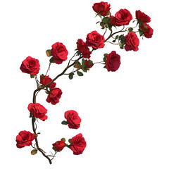 Wall Mural - A 3d rendered illustration of a branch filled with red roses as an overlay