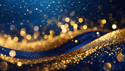 Poster - Stunning Abstract Background Featuring Dark Blue and Gold Particles, Perfect for Christmas Celebrations and Seasonal Designs, Ideal for Holiday Greetings and Festive Decorations