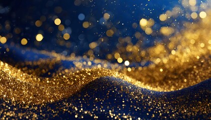 Poster - Elegant Abstract Background Featuring Dark Blue and Gold Particles, Perfect for Christmas Celebrations and Holiday Designs, with Shimmering Golden Light Shine Effects ().jpg