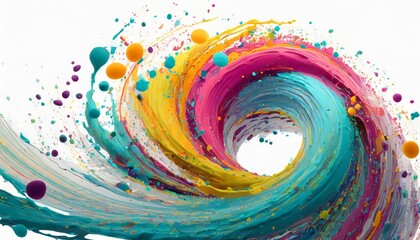 Poster - Abstract Circle Liquid Motion Flow Explosion: A Vibrant Display of Curved Waves and Colorful Patterns Enhanced by Paint Drops Captured in Stunning Detail for Artistic Inspiration