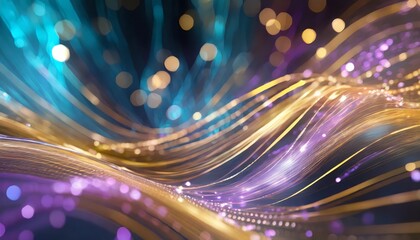 Poster - Abstract Futuristic Background Featuring Glowing Neon Wave Lines in Gold, Pink, and Blue, Capturing the Essence of High-Speed Motion and Modern Aesthetics in a Vivid Visual Experience