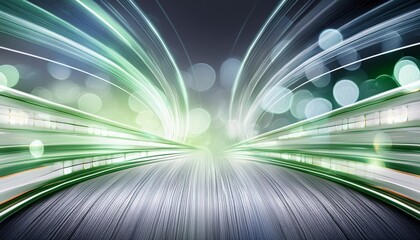 Poster - Abstract Futuristic Background Featuring Green and Blue Glowing Neon Wave Lines in High-Speed Motion for Dynamic Visual Effects and Modern Design Applications