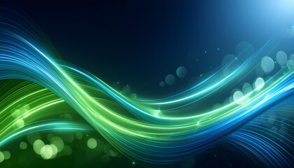 Poster - Abstract Futuristic Background Featuring Green and Blue Glowing Neon Wave Lines in High Speed Motion, Perfect for Technology and Sci-Fi Themes in Digital Art and Graphic Design Projects.