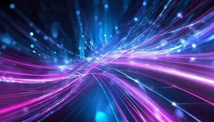 Poster - Abstract Futuristic Background Featuring Pink and Blue Glowing Neon Moving High-Speed Wave Lines - Perfect for Digital Art, Technology Themes, and Creative Projects - Vivid and Dynamic