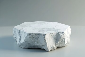 Poster - Rough white marble platform, product display.