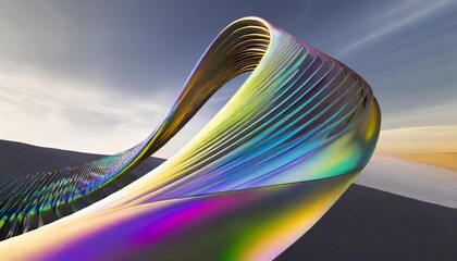 Poster - Abstract Iridescent Shape: A Stunning Visual Exploration of Colorful Patterns and Dynamic Forms Captured in Render , Perfect for Artistic and Design Inspiration