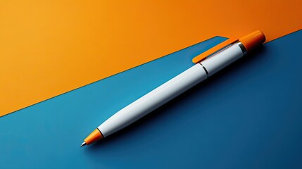 Poster - White Pen on Blue and Orange Background