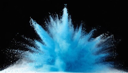 Poster - stunning abstract powder splatted background: vivid blue powder explosion on transparent background 