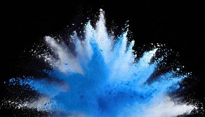 Poster - vibrant abstract powder splatted background: a stunning blue powder explosion on a transparent backg