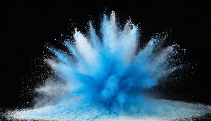 Poster - vibrant abstract powder splatted background: stunning blue powder explosion on transparent backgroun