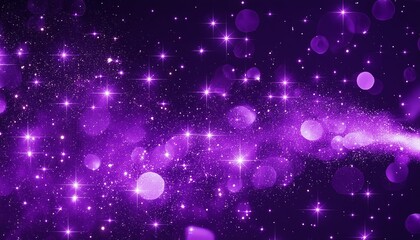 Poster - Stunning Abstract Purple Sparkle Particles Background - A mesmerizing visual of shimmering purple particles set against a soft, blurred backdrop, perfect for adding a touch of elegance and