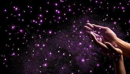 Poster - Stunning Abstract Purple Sparkle Particles Background - A Captivating Visual of Ethereal Beauty, Perfect for Digital Art, Websites, and Creative Projects to Inspire Imagination and Elegance