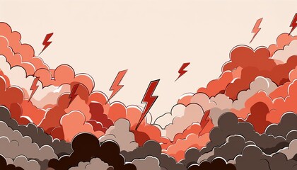 Poster - vibrant abstract red lightning cloud background banner - a stunning visual representation of dynamic
