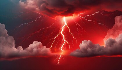 Poster - stunning abstract red lightning cloud background banner - a captivating visual experience for creati