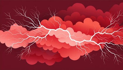 Poster - stunning abstract red lightning cloud background banner - a vibrant display of natures fury and arti