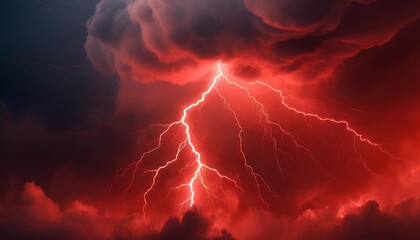 Poster - stunning abstract red lightning cloud background banner - a vibrant and dynamic visual experience pe