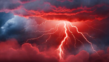 Poster - stunning abstract red lightning cloud background banner - a vibrant and dynamic visual experience fo