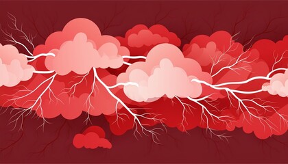 Poster - stunning abstract red lightning cloud background banner - a vibrant display of dynamic energy and co