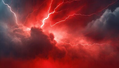 Poster - vibrant abstract red lightning cloud background banner - a stunning visual representation of dynamic