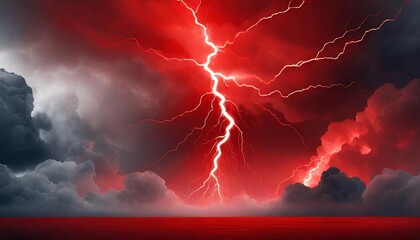Poster - stunning abstract red lightning cloud background banner - a captivating visual experience for creati