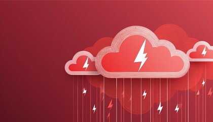 Poster - abstract red lightning cloud background banner - a striking visual representation featuring vibrant 