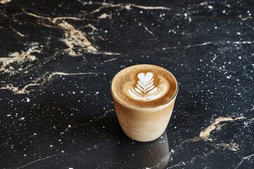 Poster - Latte art in a glass on marble.