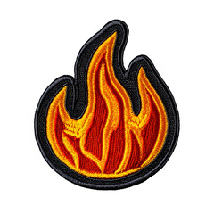 Wall Mural - fire embroidered patch badge on isolated transparent background png, generative ai