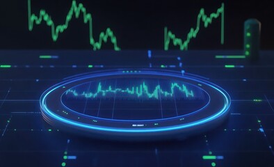 Poster - Futuristic digital dashboard displaying financial data graphs and charts.