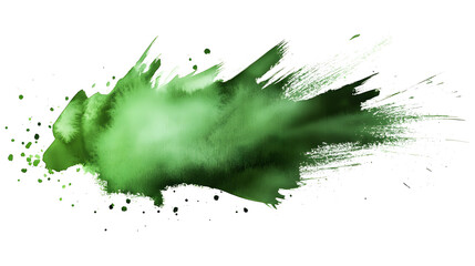 Wall Mural - green simple paint brush strokes in watercolor isolated against transparent