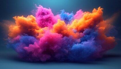 Poster - Colorful Explosion of Smokes and Paints in Abstract Surreal Art Style