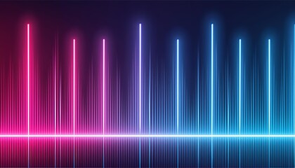 Poster - This digital wallpaper showcases a mesmerizing abstract neon background with glowing pink and blue vertical lines. Ideal for enhancing your creative projects, it brings a modern and vibrant