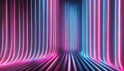 Poster - Explore this stunning digital wallpaper showcasing an abstract neon background with radiant pink and blue vertical lines. Ideal for enhancing your creative projects and adding a modern touch.