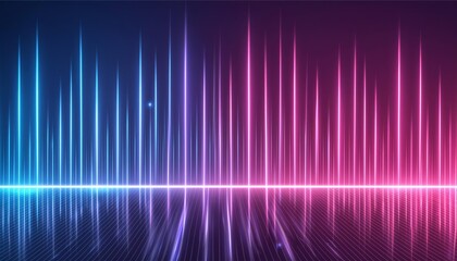 Poster - This captivating digital wallpaper showcases an abstract neon background with vibrant glowing pink and blue vertical lines. Ideal for enhancing your creative projects or as a striking backdrop.