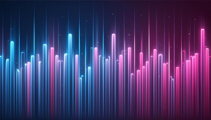 Poster - This captivating digital wallpaper showcases an abstract neon background with mesmerizing glowing pink and blue vertical lines. Ideal for enhancing your devices aesthetic appeal and creating a