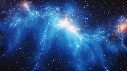 Aufkleber - Cosmic Deep Blue Hues with Sparkling Stars and Nebula Effect in Digital Art