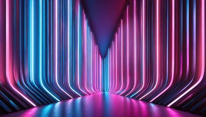 Poster - Immerse yourself in this stunning digital wallpaper showcasing an abstract neon background with radiant pink and blue vertical lines. A perfect choice for tech lovers and art enthusiasts seeking