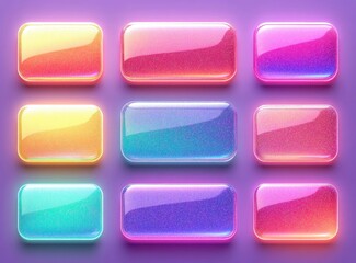 Poster - Colorful Gradient Button Frame Set with Glossy Finish and Pastel Lighting