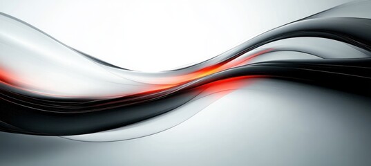 Aufkleber - Sleek Abstract Design of Flowing Lines in Black and White with Hints of Red