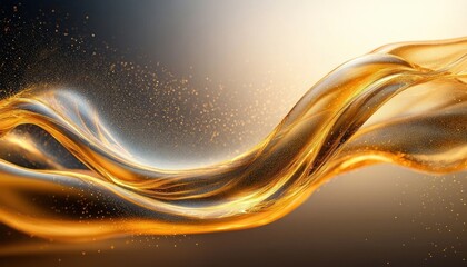 Poster - Golden Wave Fluidity in Soft Light Abstract Design