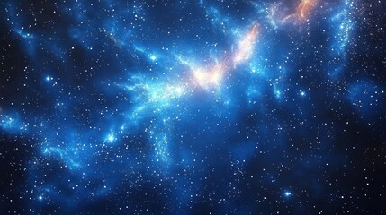 Aufkleber - Cosmic Scene with Blue Hues Stars Nebula Digital Art Space Background