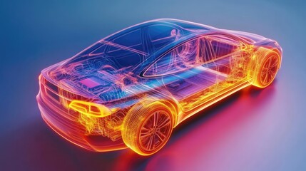 Poster - A detailed CAE simulation of an electric vehicle's battery system, focusing on heat management and cooling solutions for optimal performance.